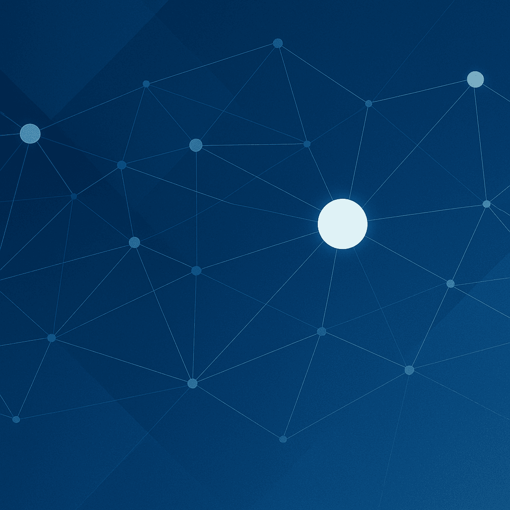 Abstract network of interconnected nodes representing ZagTrader's integrations